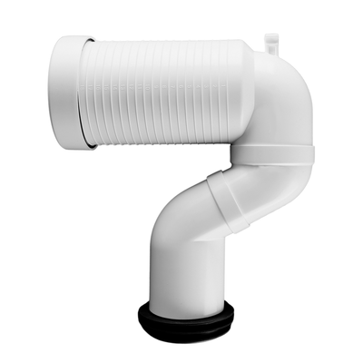 Коннектор для белых труб из ПВХ регулируемой длины, используемый для соединения панели WC с пластиковой дренажной трубой