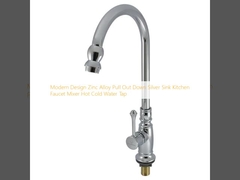 Современный дизайн цинковый сплав вытягивать вниз Серебряный раковина кухонный кран смеситель горячей холодной воды крана