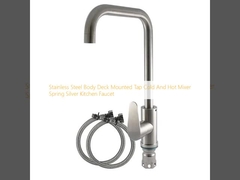 Нержавеющая сталь Корпусная крыша Монтируемый кран холодный и горячий смеситель весна Серебряный кухонный кран