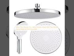 Ультратонкая круглая душевая головка из цинкового сплава с испытательным образцом, монтированным на стенке из материала вытяжки