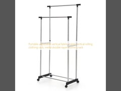 Переносная регулируемая вертикальная тканевая стойка, вертикальная передвижная вешалка для одежды, металлическая двухъярусная вешалка для одежды