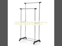 Переносная регулируемая вертикальная тканевая стойка, вертикальная передвижная вешалка для одежды, металлическая двухъярусная вешалка для одежды